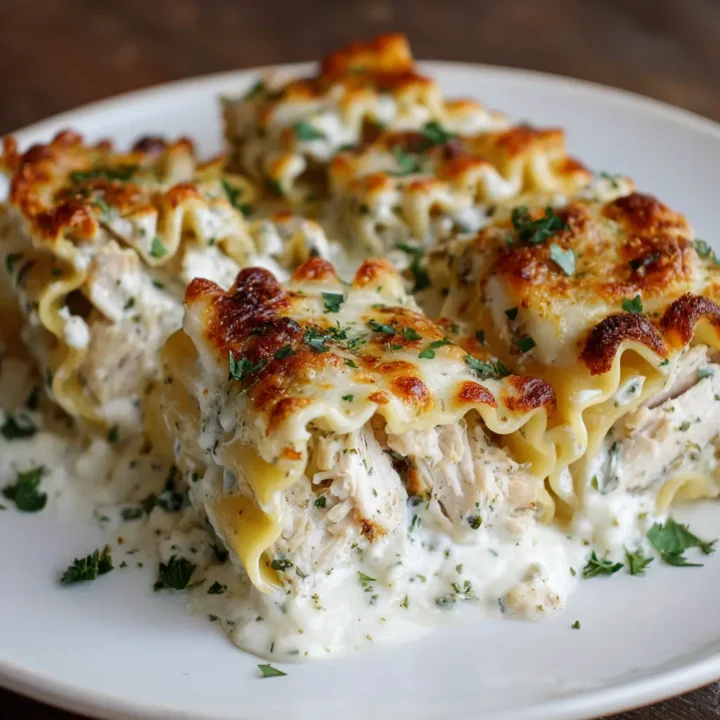Cheesy Chicken Alfredo Lasagna Rolls