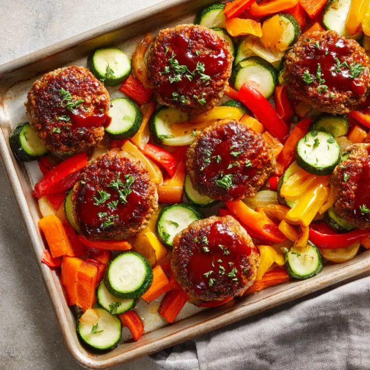 Easy Sheet Pan Mini Meatloaf with Roasted Vegetables