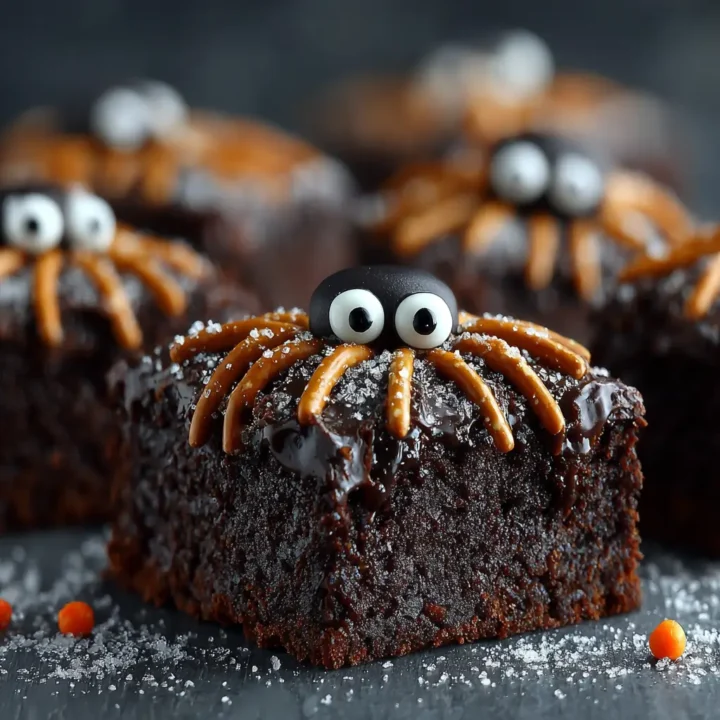 Ghastly Good Halloween Brownies with Spider Legs Spooky