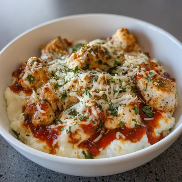 High Protein Chicken Parm Cottage Cheese Bowl