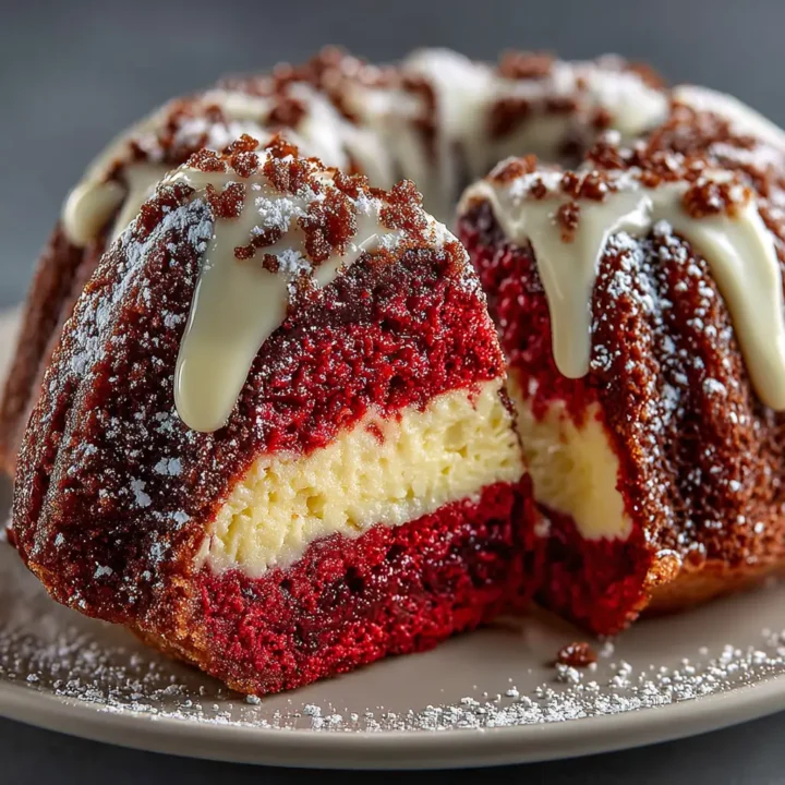 Layered Red Velvet Cheesecake Bundt Cake Recipe