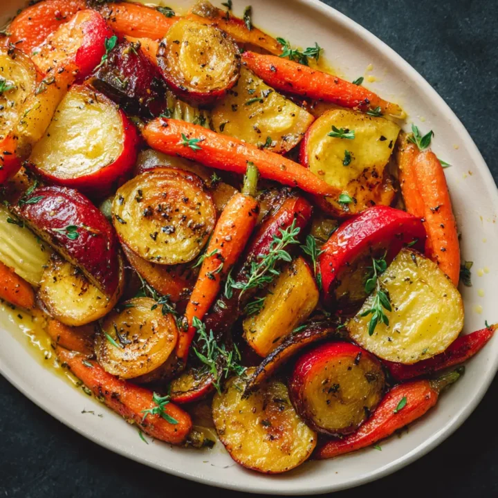 Maple Dijon Roasted Apples & Carrots