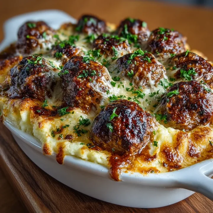 Meatball & Mashed Potato Bake