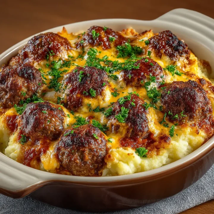 Meatball & Mashed Potato Bake