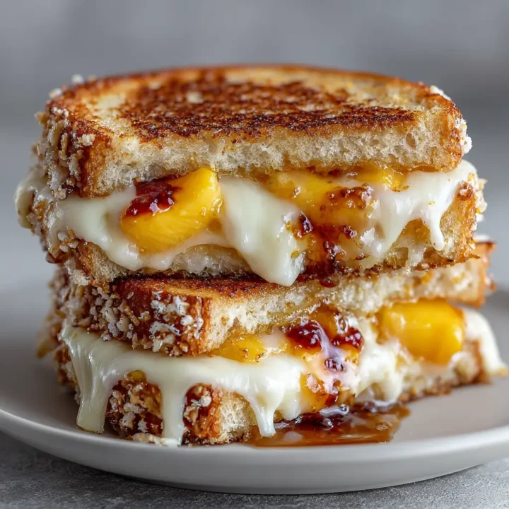 Simple Grilled Cheese with Honey Peaches and White Cheddar