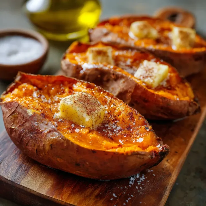 Fluffy Cinnamon Butter Baked Sweet Potato