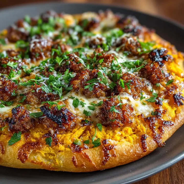 Pumpkin Pizza with Sausage & Caramelized Onions Recipe
