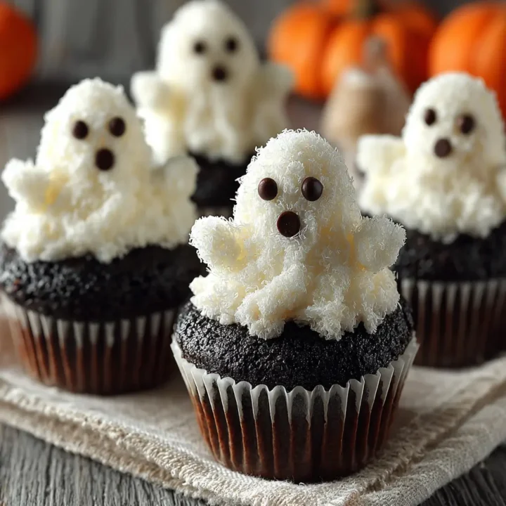 Black Cocoa Ghost Cupcakes