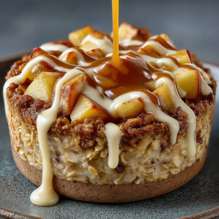 Creamy Apple Baked Oatmeal with Silky Caramel Sauce Recipe