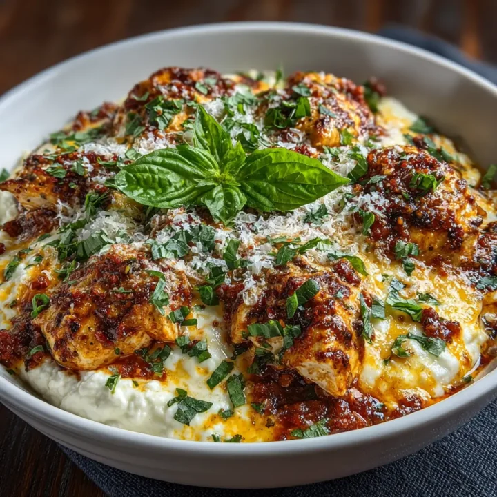 High Protein Chicken Parm Cottage Cheese Bowl