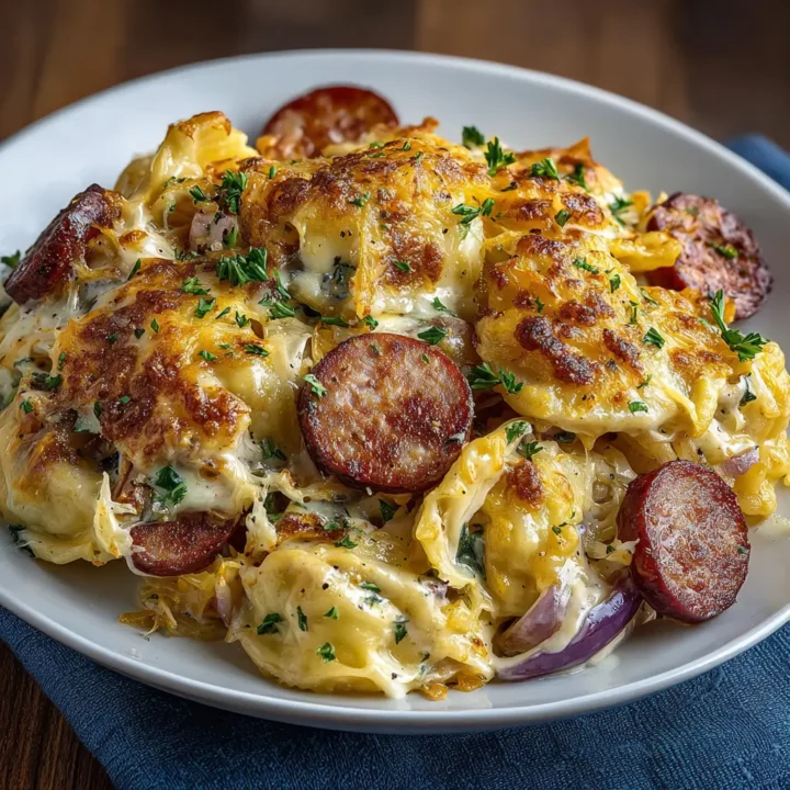 Simple Crockpot Pierogi Casserole with Kielbasa Recipe