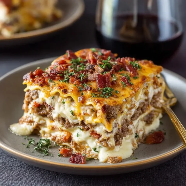 Parmesan Garlic Bacon Cheeseburger Lasagna Recipe