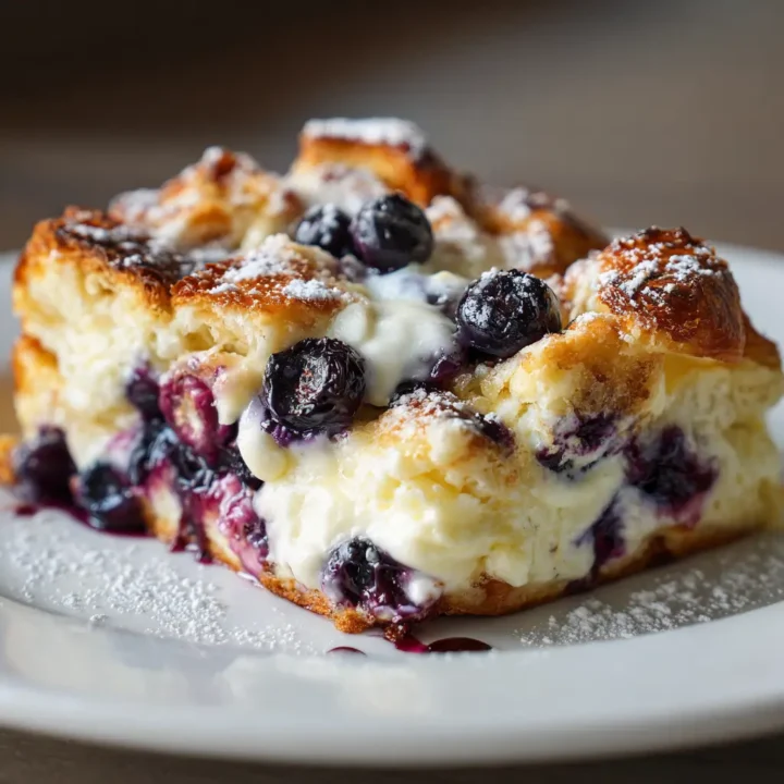 Blueberry Cream Cheese Croissant Casserole Recipe