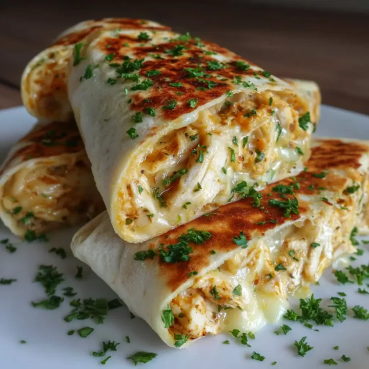 Ooey-Gooey Cheesy Garlic Chicken Wraps Recipe